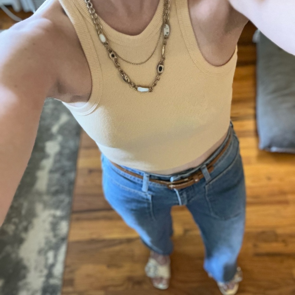 Just Black Cream Fitted Crop Tank Top